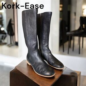KORK-EASE Women's Sydney Boot, Black leather SZ 10